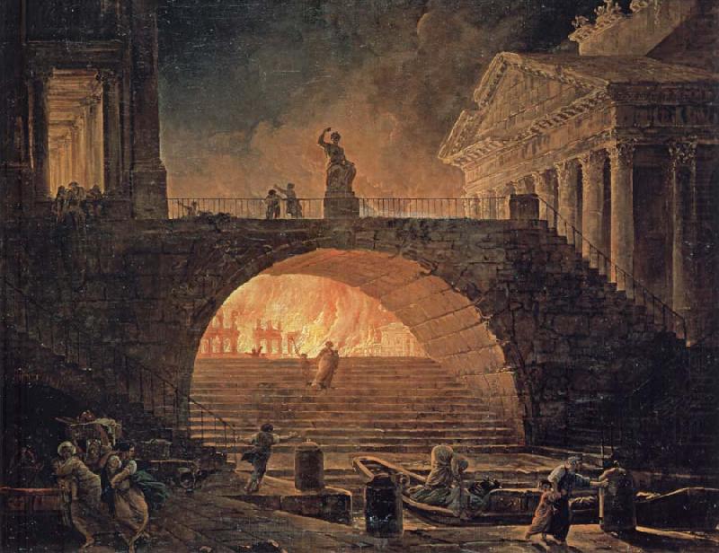 ROBERT, Hubert The blaze in Rom,18.Juli 64 n. Chr. china oil painting image